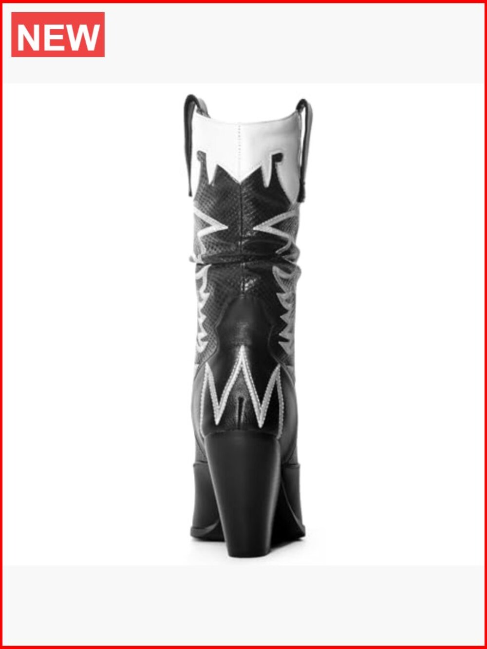 Cowboy Boots Mid Calf Knee High Chunky Heel Pointed Toe Western Embroidery Faux - Picture 4 of 6